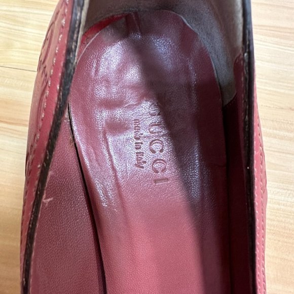 GUCCI Pump Leather HORSEBIT BAMBOO Gold HW Round Toe Sz 6.5 Pink Rose - Picture 4 of 10